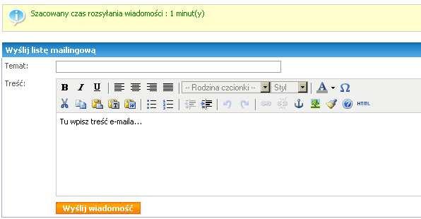 Rys Formularz wysłania mailingu do wszystkich osób z listy Elementy dodatkowe Podstrony dynamiczne Są to strony tekstowe, które nie są automatycznie dodawane w serwisie www, tzn.