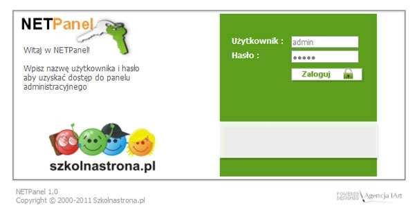 przeglądarki internetowej adresu Państwa strony www /panel: http://www.nazwadomeny.pl/panel np. www.zskrzemionka.szkolnastrona.