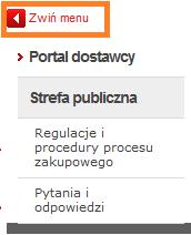 Po zalogowaniu się użytkownika do systemu, menu zostanie wyświetlone w takiej postaci, w jakiej znajdowało się podczas ostatniego wylogowania. 4.