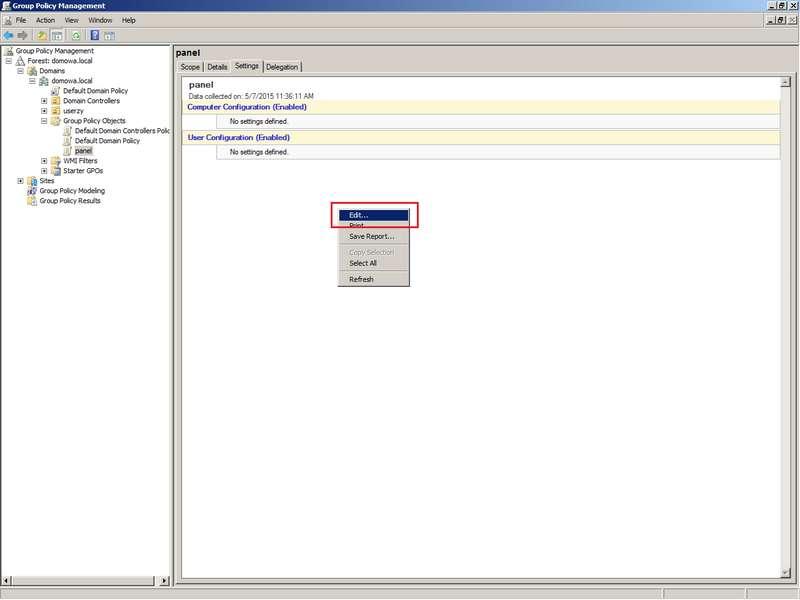 Rozwijamy element User Configuration, Policies, Admnistrative Templates