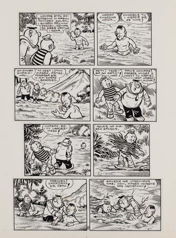 18 JANUSZ CHRISTA (1934-2008) "Kajtek i Koko" - Zwariowana wyspa 1, plansza komiksowa nr 18, 1967 r.