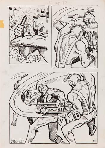 35 ANDRZEJ OLAF NOWAKOWSKI (ur. 1947) "Noc sprawiedliwych pięści", plansza komiksowa s. 66, 1982 r.