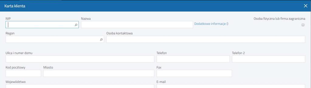 kartę klienta lub wprowadź dane bezpośrednio na fakturze