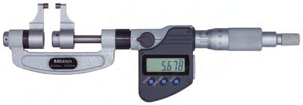 Mikrometr szczękowy Digimatic Seria 343 Mikrometr Digimatic o szczękach suwmiarkowych został zaprojektowany specjalnie do pomiarów w trudno dostępnych miejscach.
