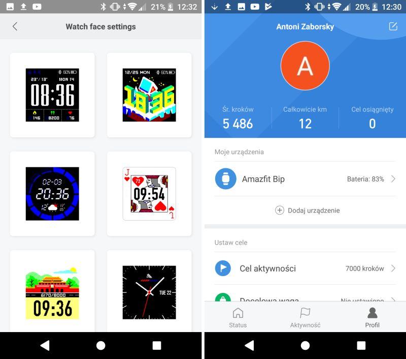 Jeśli chodzi o tarcze zegarka, do wyboru bazowo mamy 10 podstawowych, a za pomocą aplikacji w telefonie o nazwie Mi Fit możemy skorzystać z dodatkowych 10 wersji graficznych.