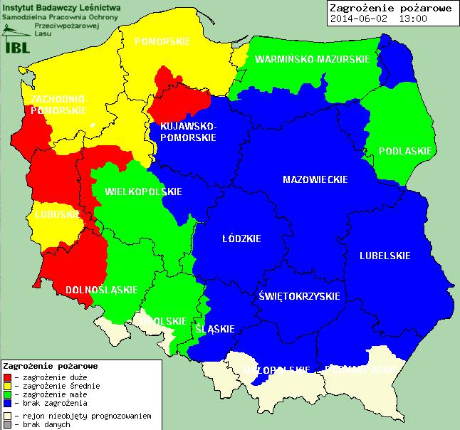 Zagrożenie pożarowe lasów Ostrzeżenie hydrologiczne i meteorologiczne