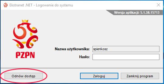 Jeśli nie pamiętasz hasła należy kliknąć Odnów dostęp w oknie logowania.