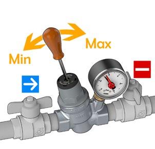 Wytyczne montażowe iśnienie przed zaworem (kpa) Ustawienie Wymagane ciśnienie można ustawić za pomocą śruby nastawczej.