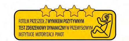 przy stosowaniu podwyższenia fotelika, kształt fotelika umożliwia prawidłowe ułożenie pasa w pozycji wysuniętego podwyższenia, zdejmowane oparcie ułatwia przechowywanie i pakowanie, zagłówek i uprząż