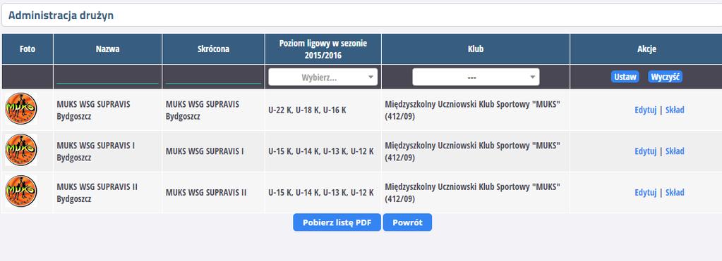 7. Pierwszą rzeczą, jaką powinniśmy zrobić jest kliknięcie opcji Drużyny.