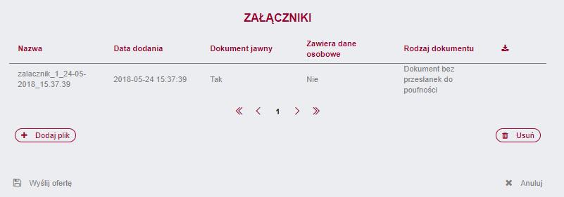 W chwili dodawania pliku, Wykonawca ma możliwość zaznaczenia checkboxów dotyczących jawności oraz danych osobowych: Ważne!