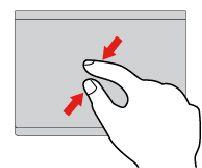 Powiększanie dwoma palcami Zmniejszanie dwoma palcami Umieść dwa palce na trackpadzie i zsuń je, aby pomniejszyć.