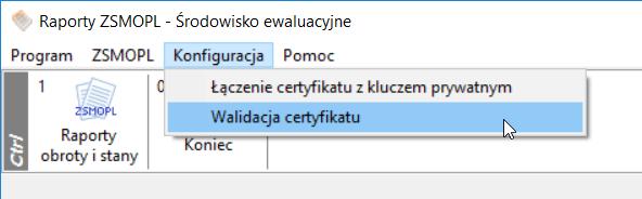 Obsługa komunikacji z Zintegrowanym Systemem Monitorowania Produktami Leczniczymi w systemie Korzystając z funkcji WALIDACJA CERTYFIKATU dostępnej z menu KONFIGURACJA użytkownik ma możliwość