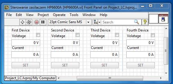 Zasilacz do PCB 2. Zasilacz do SiPM Obsługa zasilacza do SiPM: 1. Na pulpicie otwórz folder hp66000a 2.