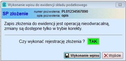 6.2 Rejestracja złożenia i wydruk PZ Po wypełnieniu lub uzupełnieniu wymaganych danych, można wykonać rejestrację złożenia towarów w Składzie Podatkowym.