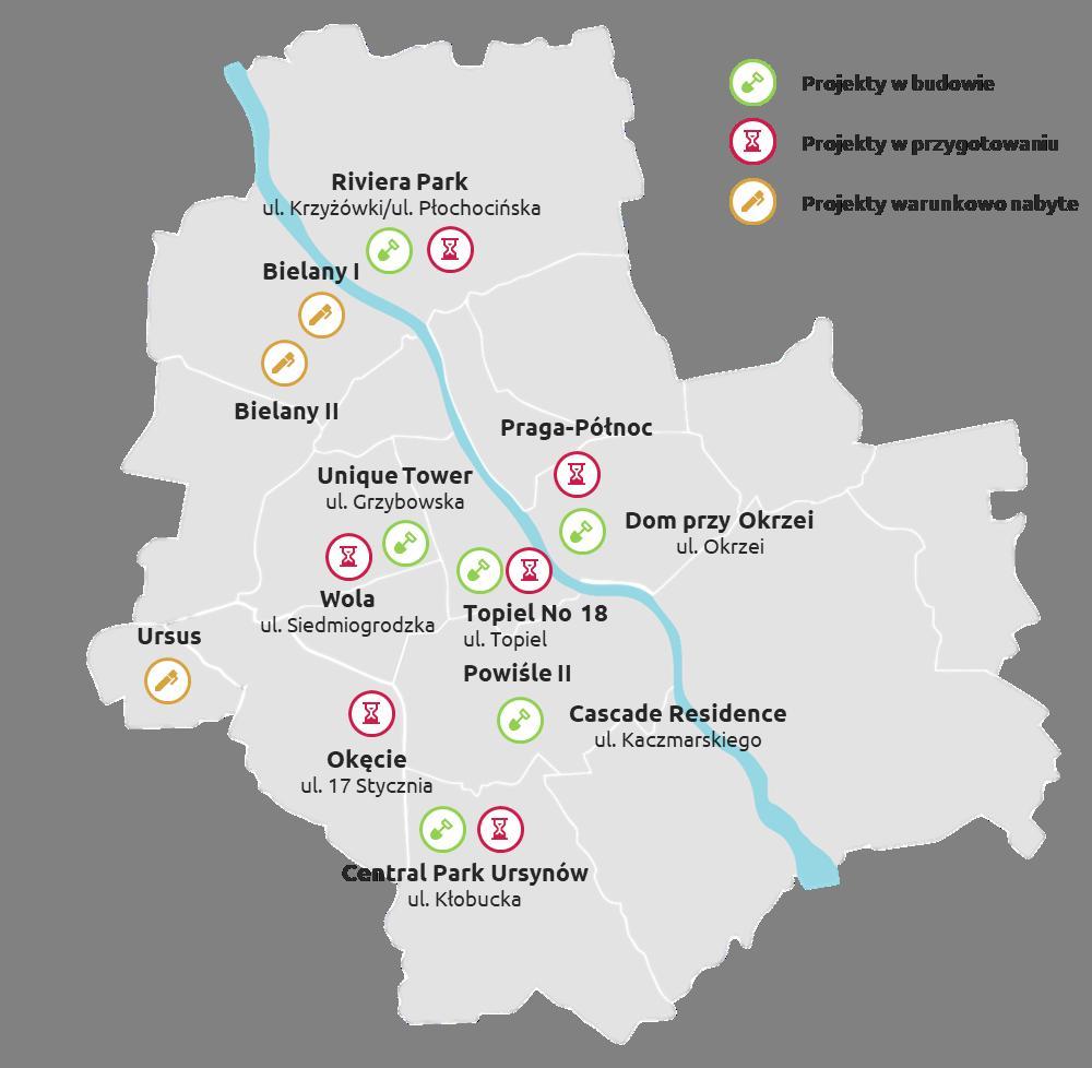 18 8. Segment mieszkaniowy Wprowadzenie Realizacja projektów o profilu mieszkaniowym, to historycznie pierwszy z segmentów działalności deweloperskiej firmy Marvipol, rozwijanej