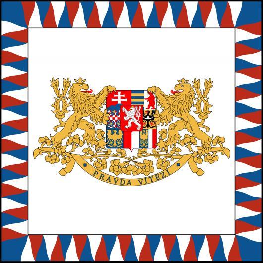 (a) (b) (c) (d) Prezydenckie flagi : (a) - Republiki Czechosłowacji 1918-1939 i 1945-1960, (b) - komunistycznej Republiki Czechosłowacji 1960-1990, (c) - demokratycznej Republiki Czechosłowacji