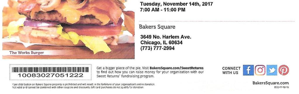 Bakers Square is having a benefit