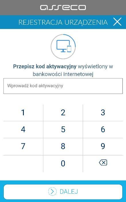 Przykład 5 : wprowadzenie kodu weryfikacyjnego - w kolejnym kroku w celu identyfikacji należy wprowadzić kod SMS