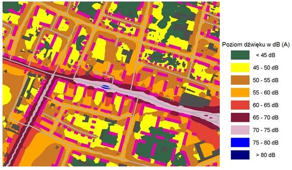 Rys. 5. Stan klimatu akustycznego w sąsiedztwie ul. Gen.