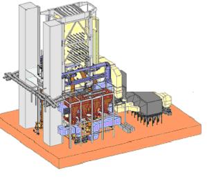 technologia Portfolio; b) elektrownia Bełchatów (blok 13) widok kotła; c) elektrownia Schwarze
