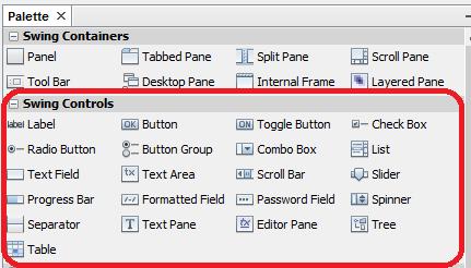 Biblioteka komponentów Swing Paleta