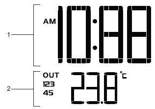 Symbol Opis Alarm 1 jest włączony Alarm 2 - jest włączony Sygnał RCC jest odbierany Czujnik zewnętrzny ma wyładowaną baterię Jednostka główna ma wyładowaną baterię Odbieranie