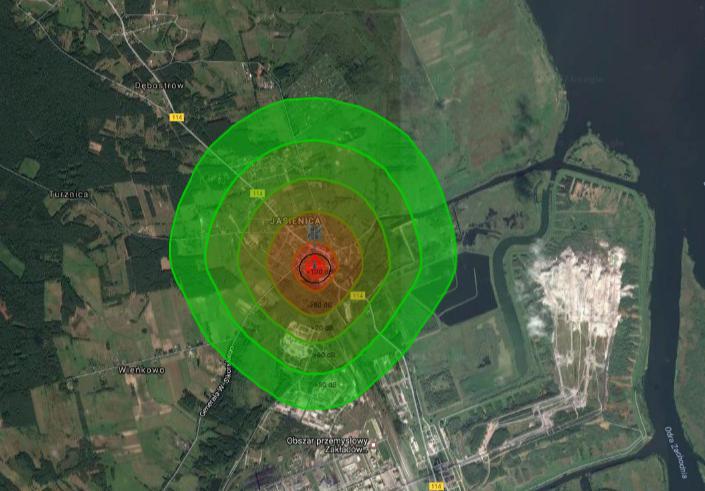 Mapa przewidywanego zasięgu