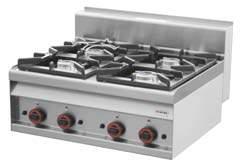LINIA REDFOX 700 KUCHNIE Kuchnia stołowa gazowa nowoczesne dwukoronowe paniki gazowe ze specjaną mosiężną nakładką moce: 3,5 i 5,5 soidne żeiwne ruszty wyjmowane emaiowane wanny