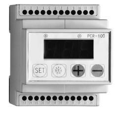 wbudowany zasilacz PCR-100 Termostat, funkcja odszraniania, wyjście alarmowe, 1 czujnik, wbudowany zasilacz Elektroniczne regulatory chłodnicze PCR-300 Sterowanie sprężarką, funkcja odszraniania,