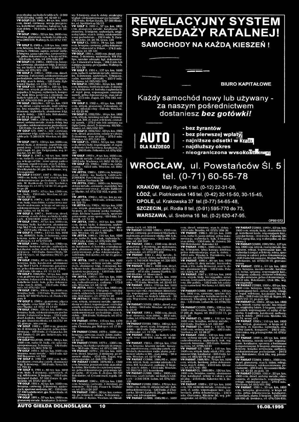 dobry. - 1.0 min. Ząbkowice Ślgskic. tel. 072/ 15-35-42 VW GOLF GTI. 1985/86 r.. 100 lys. km, 1800 ccm. wtrysk, grafitowy metalle, bez wypadku. 5 biegowy. szyberdac.!i, komputer.