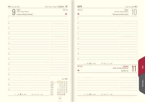 l4 Kalendarz książkowy B-6 LUX format 117 x 165 mm układ dzień na stronie objętość 352 strony w tym część informacyjna 6 stron kalendaria miesięczne papier chamois 70 g/m 2 druk 2 kolory