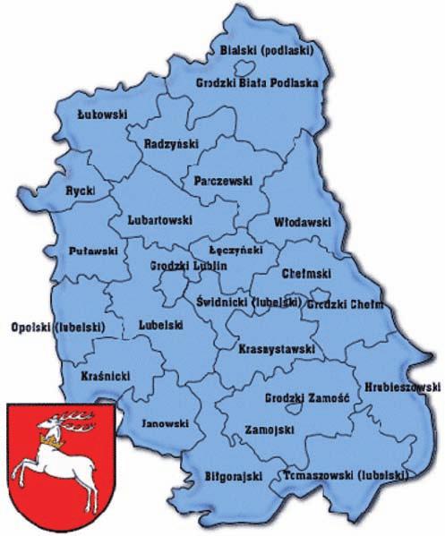 152 ROZDZIAŁ 5 Rysunek 14. Podział administracyjny województwa lubelskiego (na powiaty) Źródło: www.albumpolski.pl Łęcznej pracuje najbardziej dochodowa kopalnia węgla kamiennego w Polsce.