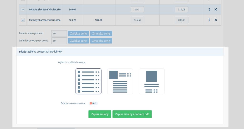 2.2.7) Edycja wyglądu pojedynczego produktu Edycja pojedynczego produktu polega na ustaleniu sposobu wyświetlania produktu w ofercie.