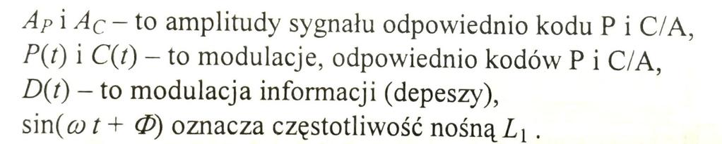 Ogólna postać równania sygnału na częstotliwości L1 w funkcji czasu