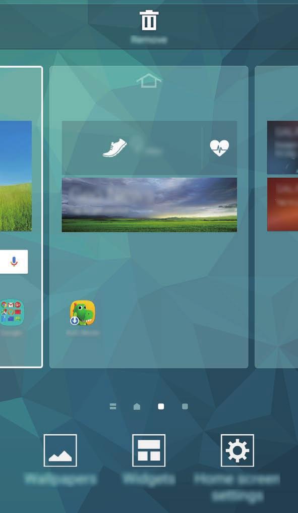 Podstawowe informacje Opcje ekranu startowego Dotknij wolnego obszaru i przytrzymaj go lub zsuń palce na ekranie startowym, aby uzyskać dostęp do opcji na ekranie startowym.