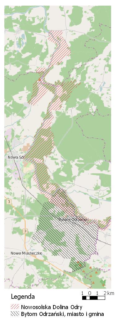 2 Materiał i metody prac 2.1 Teren badań Badaniami objęto teren gminy Bytom Odrzański wchodzący w skład specjalnego obszaru ochrony Nowosolska Dolina Odry (PLH080014, Ryc. 2).