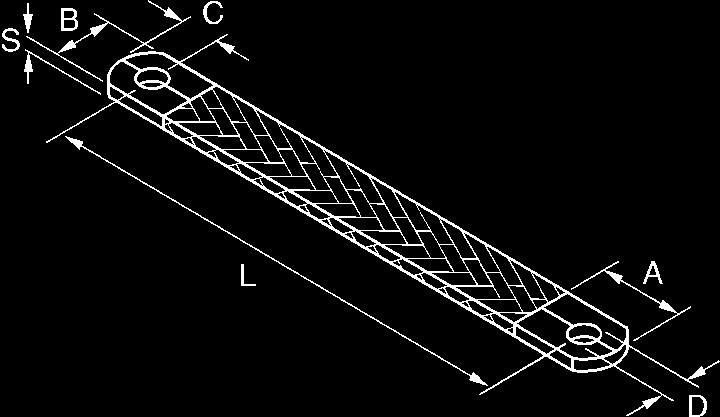 Paski uziemiające 0,20 typ D, T, F / Grounding strips 0,20 type D, T, F Styki z miedzi ocynowanej 17x23 mm / Tinned copper strip terminals 17x23 mm Otwory Ø 9 mm; na zamówienie 5-6-7 mm / Holes Ø 9