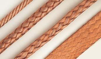 Połączenia miedziane plecione płaskie i okrągłe / Braided copper strips and twisted cables Całkowity przekrój można uzyskać poprzez dodanie wszystkich przekrojów poprzecznych poszczególnych drutów
