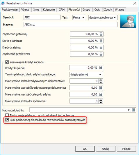 13 Dane kontrahenta a automatyczne rozrachunki W nowej wersji został dodany w danych