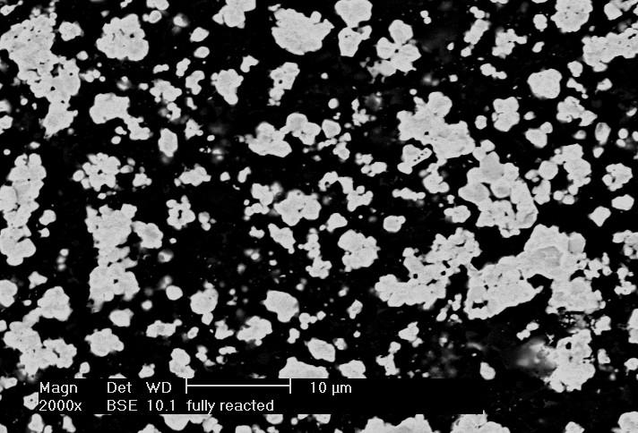 Mikrostruktura kompozytu ZrC/W Próbka z 10 μm proszku WC po zakończeniu reakcji W 45.1 vol% ZrC 9.0 vol% Cu 45.