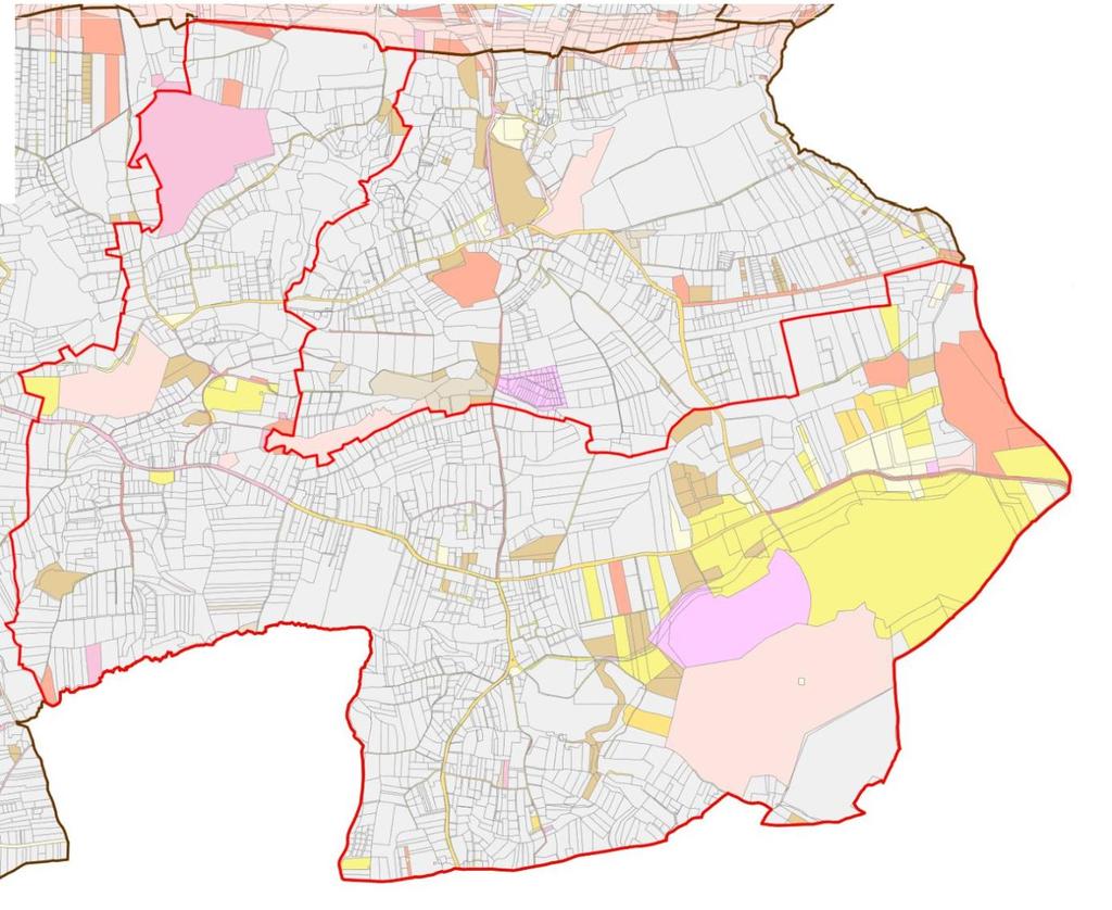 Rys. 5. Przestrzenne rozmieszczenie struktury własności gruntów 5.2. Struktura użytkowania gruntów W analizowanym obszarze występują różne rodzaje klasoużytków gruntów.