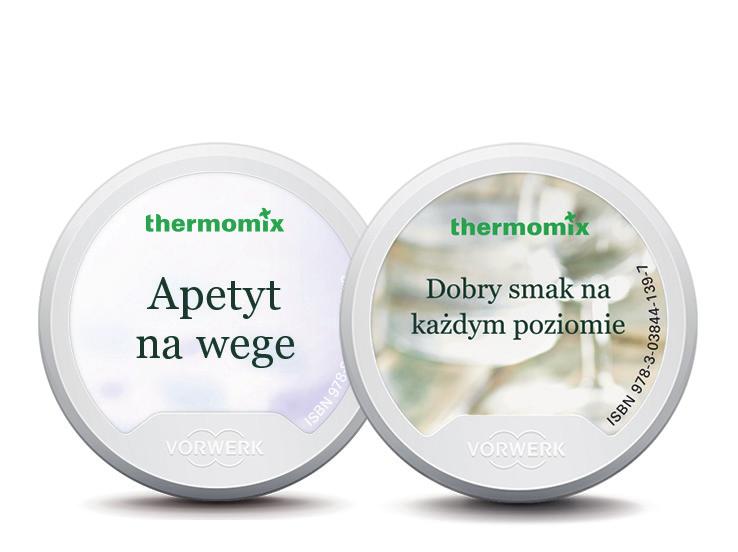 52579 + 49684 Ponad 140 przepisów na urządzenie Thermomix, nośniki zawierają propozycje potraw, do przygotowania których można wykorzystać wszystkie poziomy gotowania w urządzeniu oraz dania z