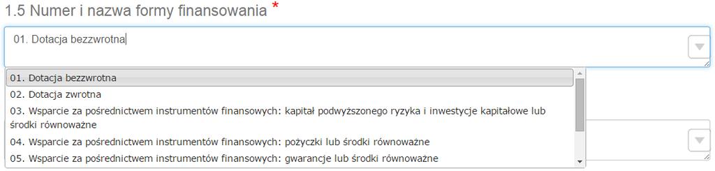 Podręcznik Beneficjenta wyświetlany jest w nawiasie obok tytułu pola ( jak w przykładzie poniżej).