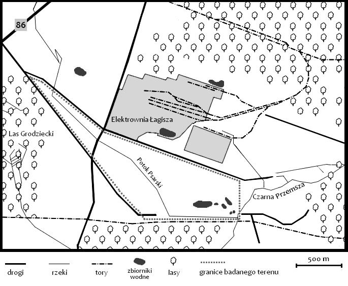 K. A. Kowalik i wsp. ROŚLINY LECZNICZE POTOKU PSARSKIEGO Ryc. 1. Mapa usy tuow ania Doliny Potoku Psarskiego. Fig. 1. Map of Psarski Stream Valley location.