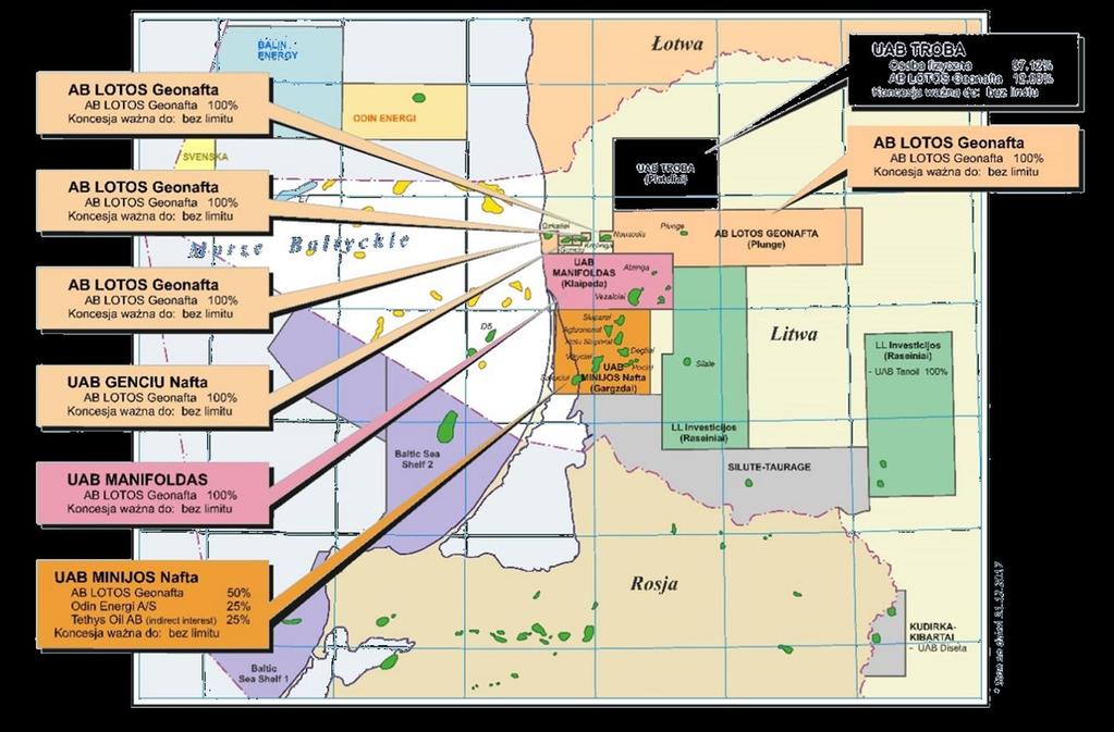 Koncesje Grupy Kapitałowej LOTOS na Litwie na dzień 31 grudnia 20