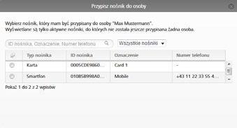 Wyświetlane będą wyłącznie nośniki, które jeszcze nie zostały przypisane żadnej osobie. Kliknąć przycisk Dalej.