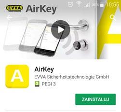 Zainstalować aplikacją AirKey na swoim smartfonie (do pobrania z witryny Google Play Store / Apple App Store) Aby możliwe było zarejestrowanie smartfonu, najpierw należy potwierdzić wyłączenie