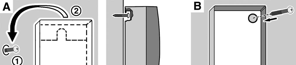2. Przykręcić dolną część obudowy do ściany (możliwe dwa sposoby: A i B) Rys. 8.