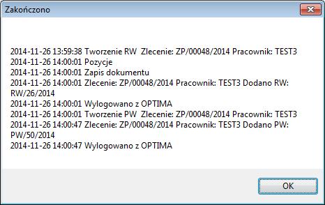 O poprawności wygenerowania dokumentów program poinformuje komunikatem: Wygenerowane dokumenty można podejrzeć na zakładkach zakładce